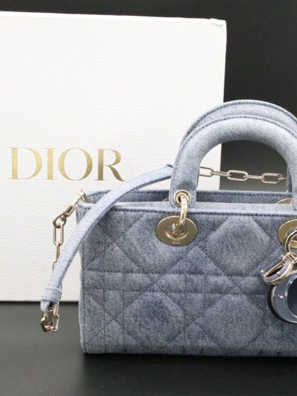 Dior Blue Medium Denim Macrocannage Lady D Joy Bag